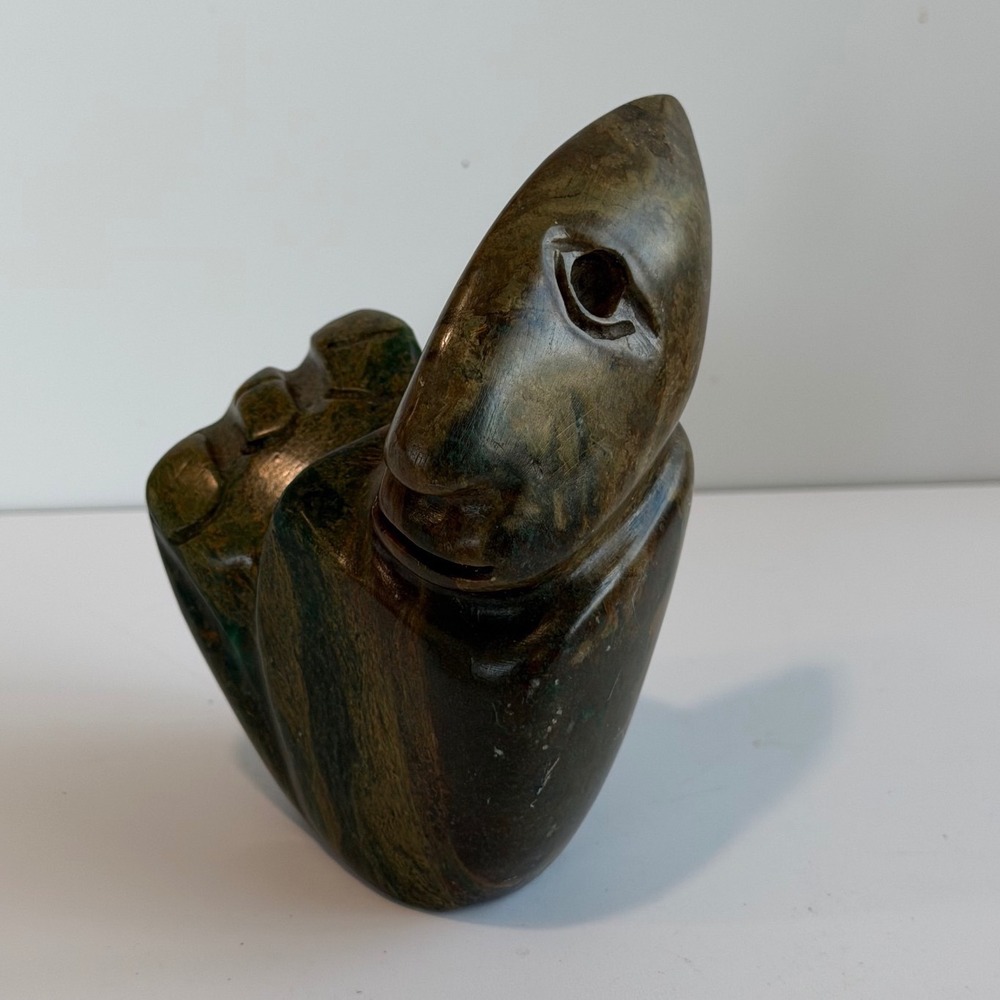 Vintage African Serpentine Stone Abstract Figural Sculpture Zimbabwean Style 4in
